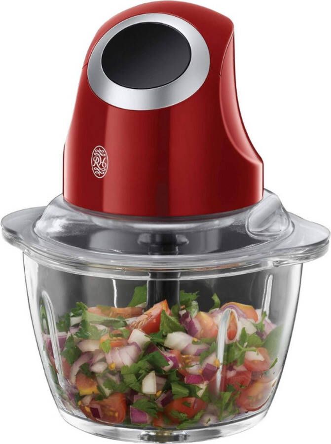 BOG Chopper Desire Mini Red – 1 Liter Glazen Kom – 500ml Gebruik – Multifunctioneel Hakmolen – Verwijderbare Messen – Vaatwasserbestendig – Rood