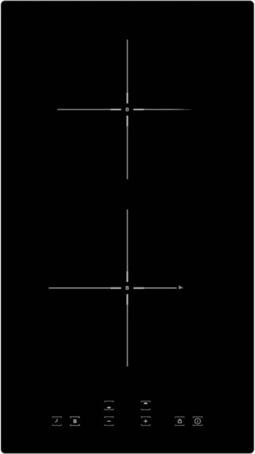 BOG Domino Inductiekookplaat Met 9 Standen En Boosterfunctie Inductiekookplaat 2 Platen Inbouw Schuifregelaar En 1-99 Min Timer 29 Cm 3600 W