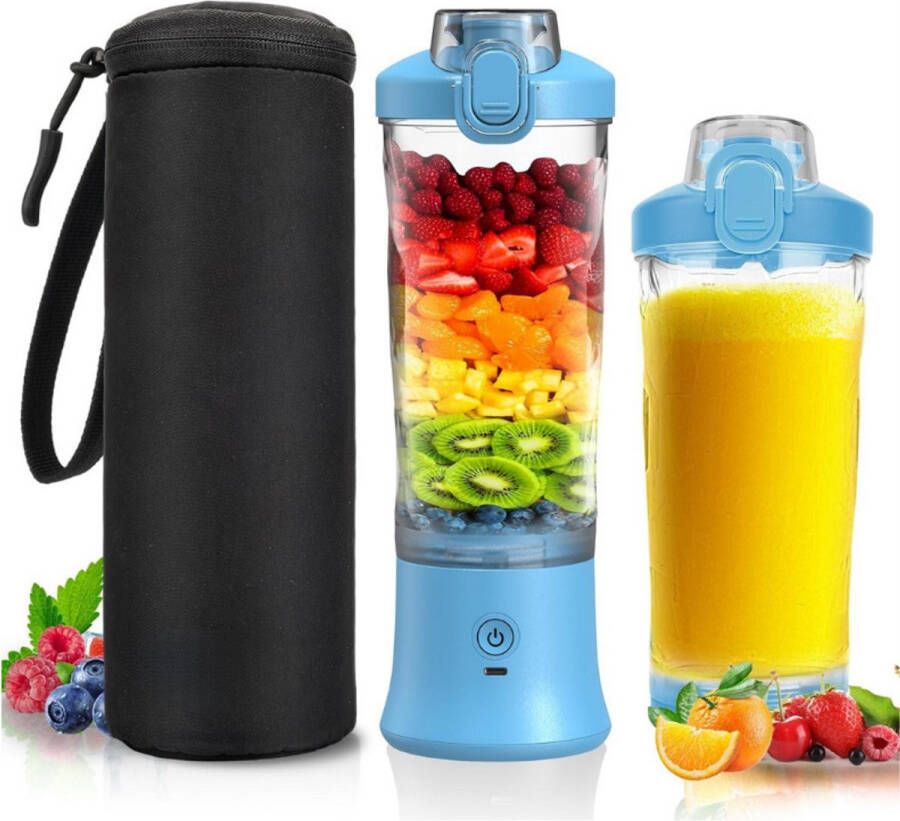 BOG Draagbare Blender Persoonlijke Sapcentrifuge Voor Shakes En Smoothies 500 Ml Elektrische Eiwitshakerfles Met Geïsoleerde Mouw Reisdeksel Oplaadbaar Met USB-C-Aansluiting Kleine Mini-Blenderbeker