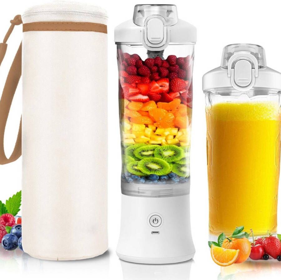 BOG Draagbare Mini Blender Met 6 Messen 20Oz Smoothiebeker Met Geïsoleerde Hoes Usb Oplaadbare Blender Voor Shakes Inclusief Reisdeksel Voor Keuken En Onderweg