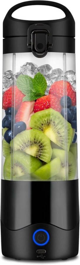 BOG Draagbare USB-C Mini Blender – 475Ml BPA-Vrij Tritan- Krachtige 4-Messen Mixer- Zwart – Lichtgewicht & Oplaadbaar (NBP003B)