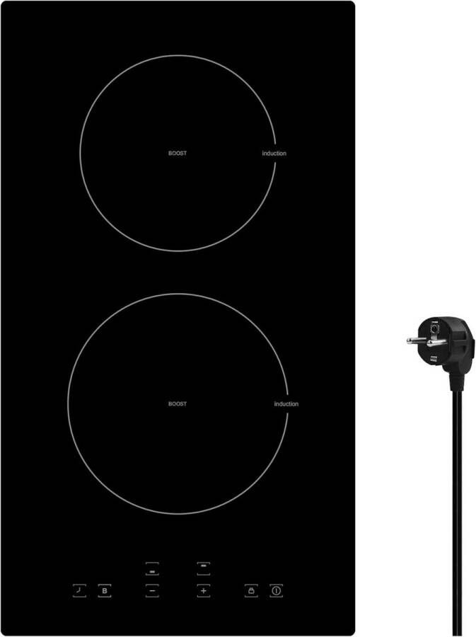 BOG Dubbele Inbouw Inductiekookplaat – 3600W 9 Standen- Boosterfunctie & Kinderbeveiliging Slimme Pannenherkenning & Timer