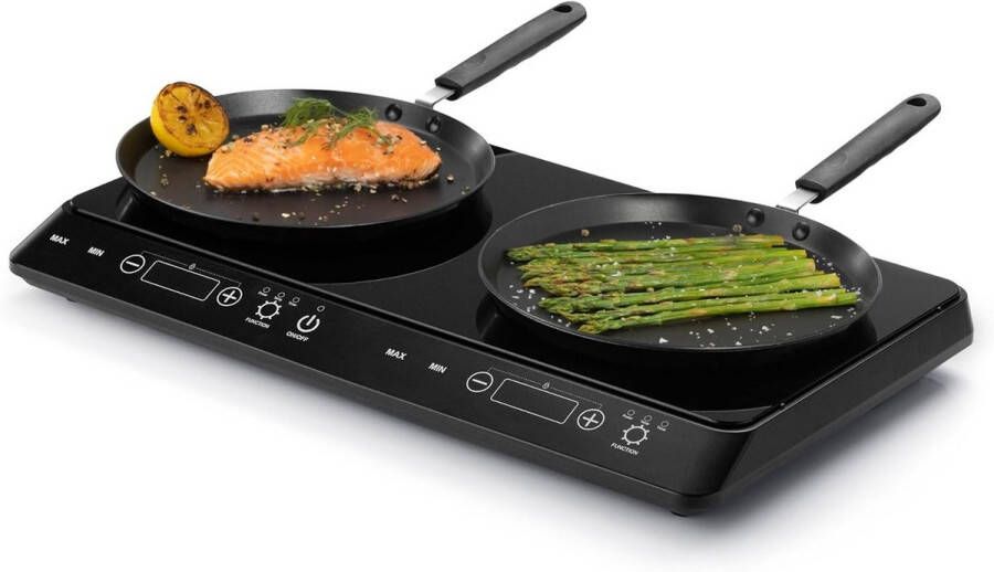 BOG Dubbele Inductiekookplaat 3500W – 2 Pits Met Timer & Touch Display – Snel & Efficiënt Koken In Zwart