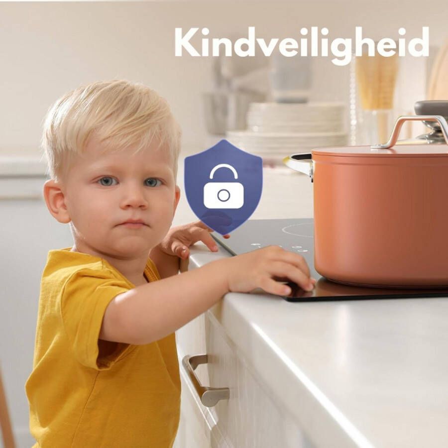 BOG Inbouw Inductiekookplaat 60 cm 4 Kookzones Touch-bediening 9 Standen Timer Kinderbeveiliging Automatische Uitschakeling Restwarmte-indicator 6000 W