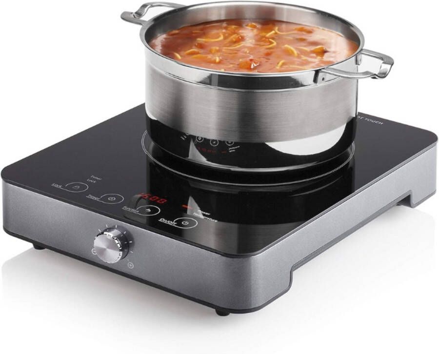 BOG Inductie Kookplaat – LED-Display – Zwart – 1800 Watt – Compact en Krachtig voor Snel Koken