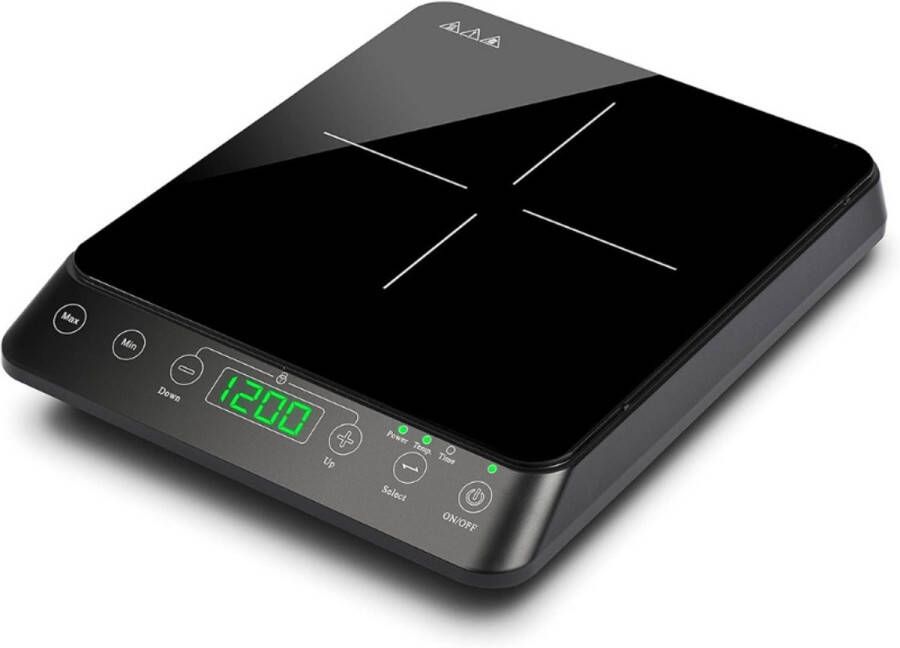 BOG Inductiekookplaat 2000 Watt 10 Vermogensstanden Compact Formaat Zwart Design Touchbediening Energiezuinig Koken