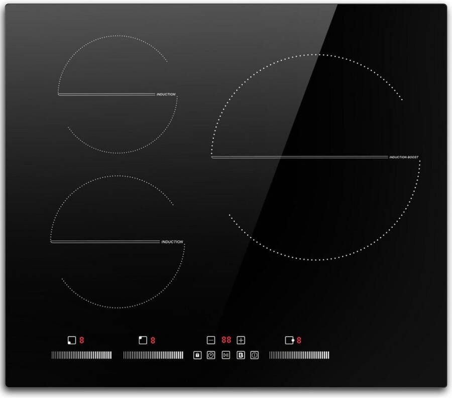 BOG Inductiekookplaat 3-Pits Inbouwmodel 6500W Zelfvoorzienend & Onafhankelijk Regelbaar 230V Aansluiting