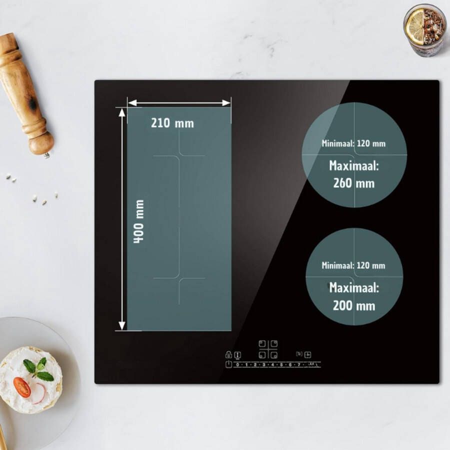BOG Inductiekookplaat 4 Geïntegreerde Kookplaten 7200W Flex-functie Boost-functie Inductie Touch-bediening Verschuifbaar 9 Standen Zwart