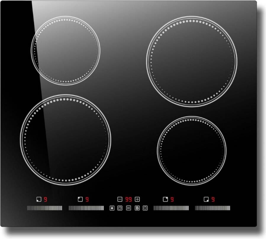 BOG Inductiekookplaat 60 cm 4 Kookplaten Inbouwmodel Individuele Touch-bediening Zelfvoorzienend Zwart 230 V Geen Stekker