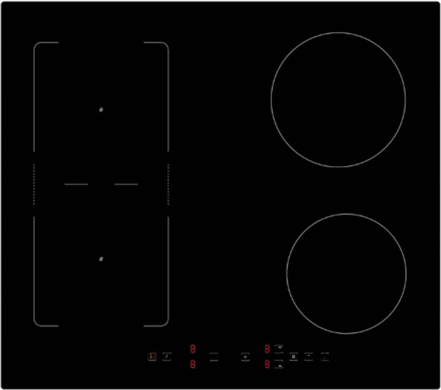 BOG Inductiekookplaat 60 cm 7200W Flexzones 9 Warmtestanden Boosterfunctie Timer Automatische Uitschakeling Energiezuinig Inbouw Kookplaat met Touchbediening