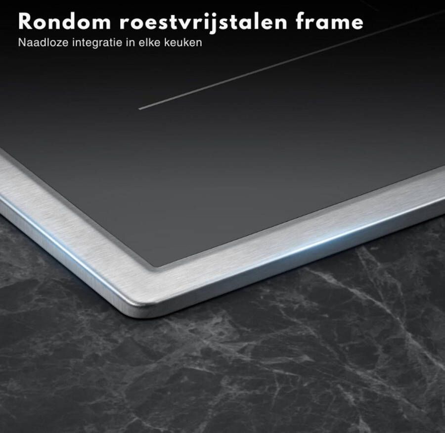 BOG Inductiekookplaat Inbouw 60 Cm 4 Pitten Flexibele Kookzone Powerboost Snel Koken BBQ Functie 7000W