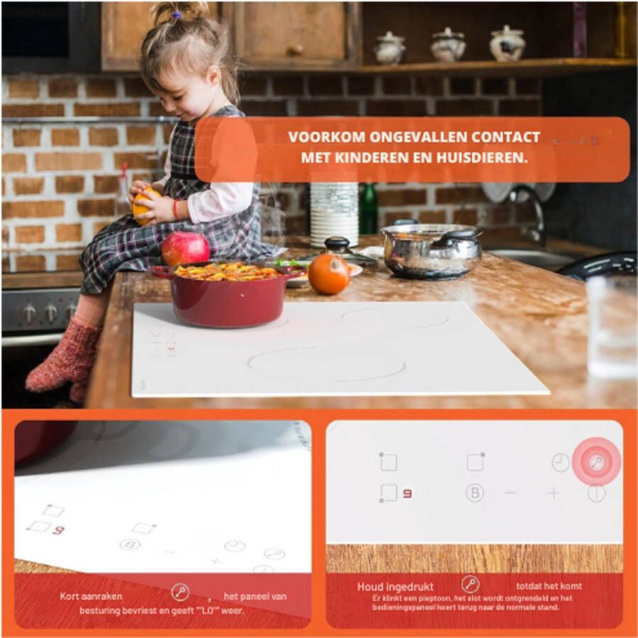 BOG Inductiekookplaat Met Stekker-3 Pits-3500 W-Zelfstandige Inductieplaat 60 cm-Met Booster-Touchbediening-Timer-Kinderbeveiliging-Automatisch