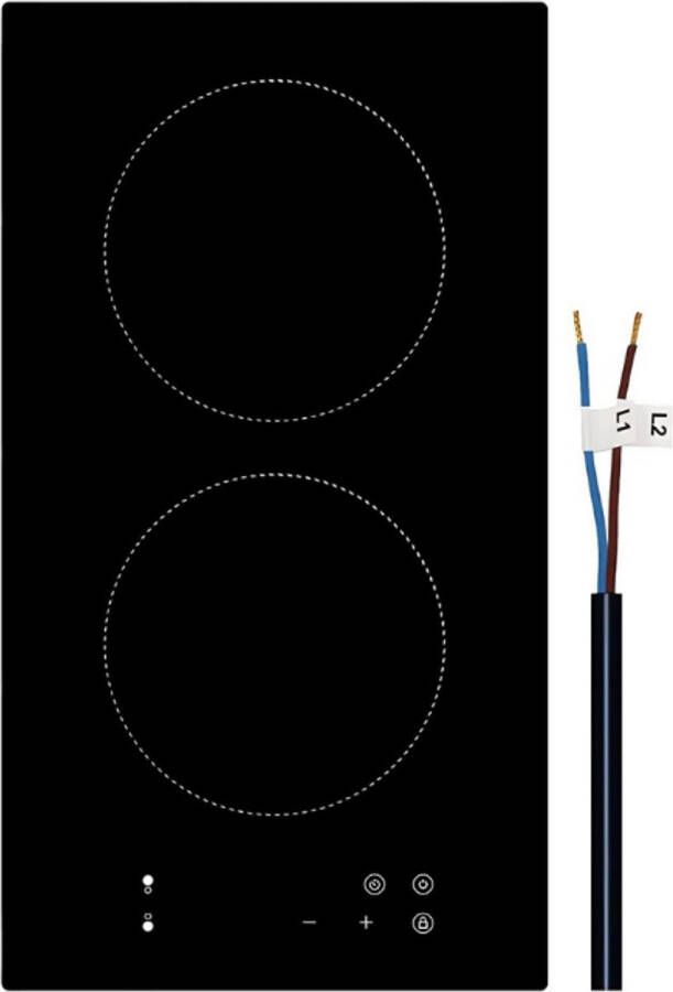 BOG Inductiekookplaat Vrijstaand 2 Pits Inbouw 2 Kookzones Inductiekookplaat Inbouw 60cm Inbouwkookplaat 3500W 9 Vermogensniveaus Timer Booster