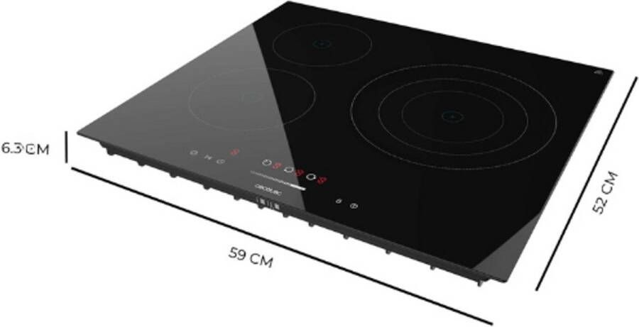 BOG Keramische Kookplaat 3-Zones Inbouw Kookplaat 5700W 9 Standen Touch Control Triple Ring Zone Restwarmte Indicator Timer Per Zone Kinderbeveiliging