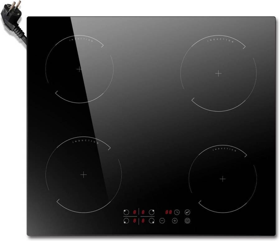 BOG Moderne 4-Zones Inductiekookplaat 60 Cm – 3500W- Touchbediening- 9 Vermogensstanden- Timer & Kinderbeveiliging