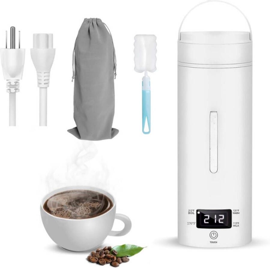 BOG Reis-Waterkoker Klein 220-240 V 400 Ml Draagbare Waterkoker Mini-Waterbeker Verwarming Automatisch Uitschakelen Met Omkeerbaar Deksel Voor Reizen-Hotel Wit