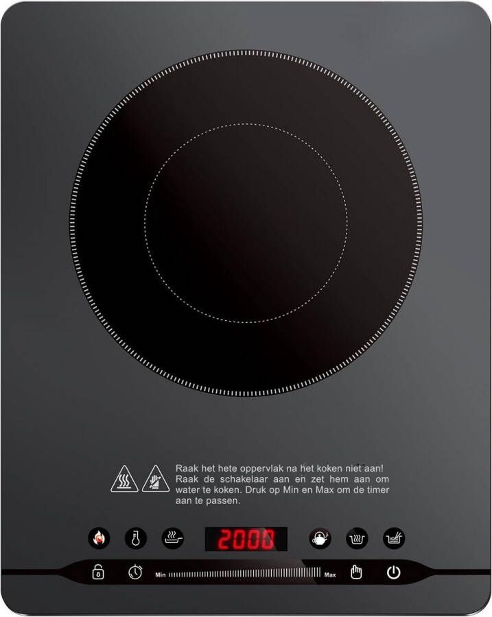 BOG Stijlvolle Inductiekookplaat 2000W – Ultra-Dun Design- 9 Standen- 4 Auto-Menu s & Stil (