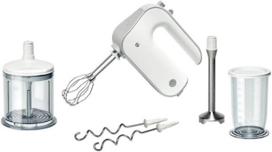 BOG Styline MFQ4080 Handmixer Zilver 500 Watt Met Mixstaaf Maatbeker En Hakmolen RVS Garde En Deeghaken 5 Snelheden En Turbo Functie