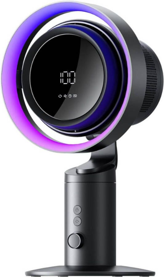 BOG Tafelventilator Pro3 3-In-1 Turbo Ventilator Met Luchtreiniger RGB Licht H11 HEPA Filter 100 Instelbare Snelheden 10000 mAh Oplaadbare Batterij Krachtige Oscillerende Luchtstroom Voor Elke Ruimte