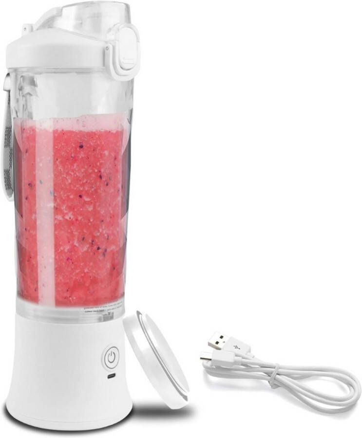 BOG Total Chef Draagbare Mini Blender Draadloze Persoonlijke Smoothie Maker & Juicer USB Oplaadbare 600Ml Cup Met Deksel En 6 Blades Ideaal Voor Babyvoeding Gezonde Shakes Gym Reizen Sport Onderweg Wit