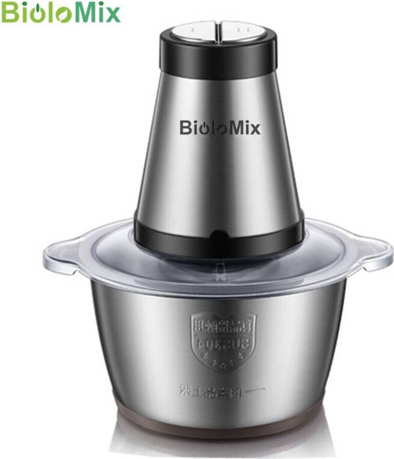 Boilomix BioloMix Elektrische Chopper Vleesmolen – Elektrische Keukenmachine – Elektrische Keuken Slicer – Antislip Ontwerp – Roestvrijstaal Materiaal-2L -2 Standen