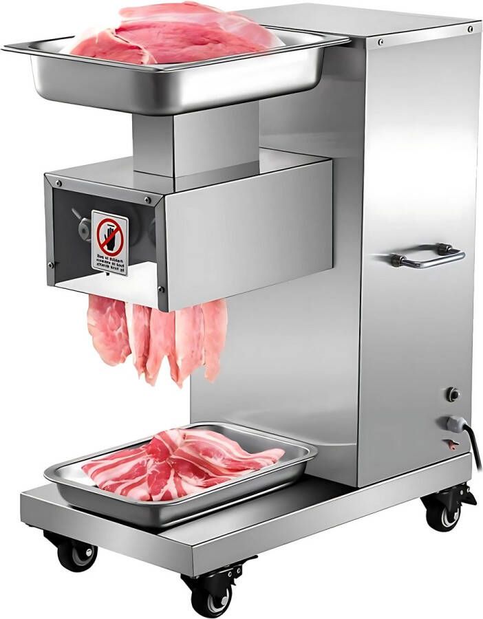 Elektrische Vlees en groentesnijmachine Gehaktmolen Vleesmolen Snijmachine 750W RVS Met wieltjes Keukenapparaat