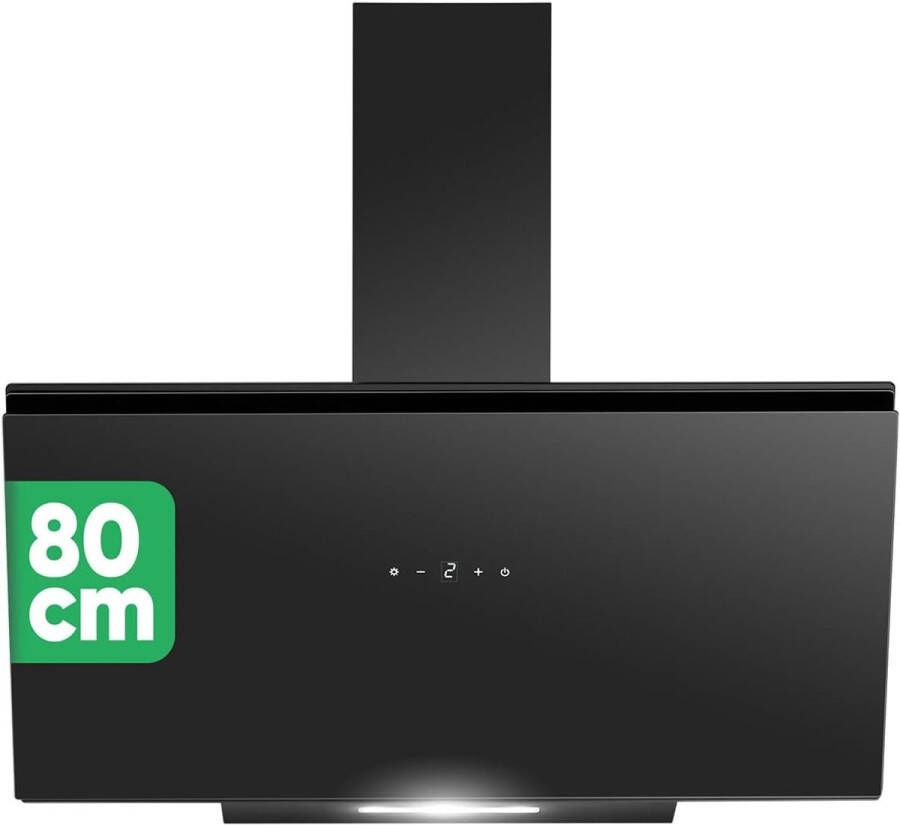 Bomann DU 7612 G Hoofdvrije afzuigkap 80cm afzuigkap voor recirculatie en afvoer 520 m³ u – A+ zwart glas randafzuiging