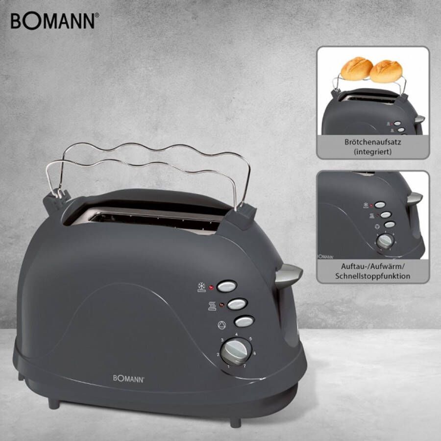 Bomann TA 246 CB Broodrooster 700W Antraciet Grijs - Foto 1