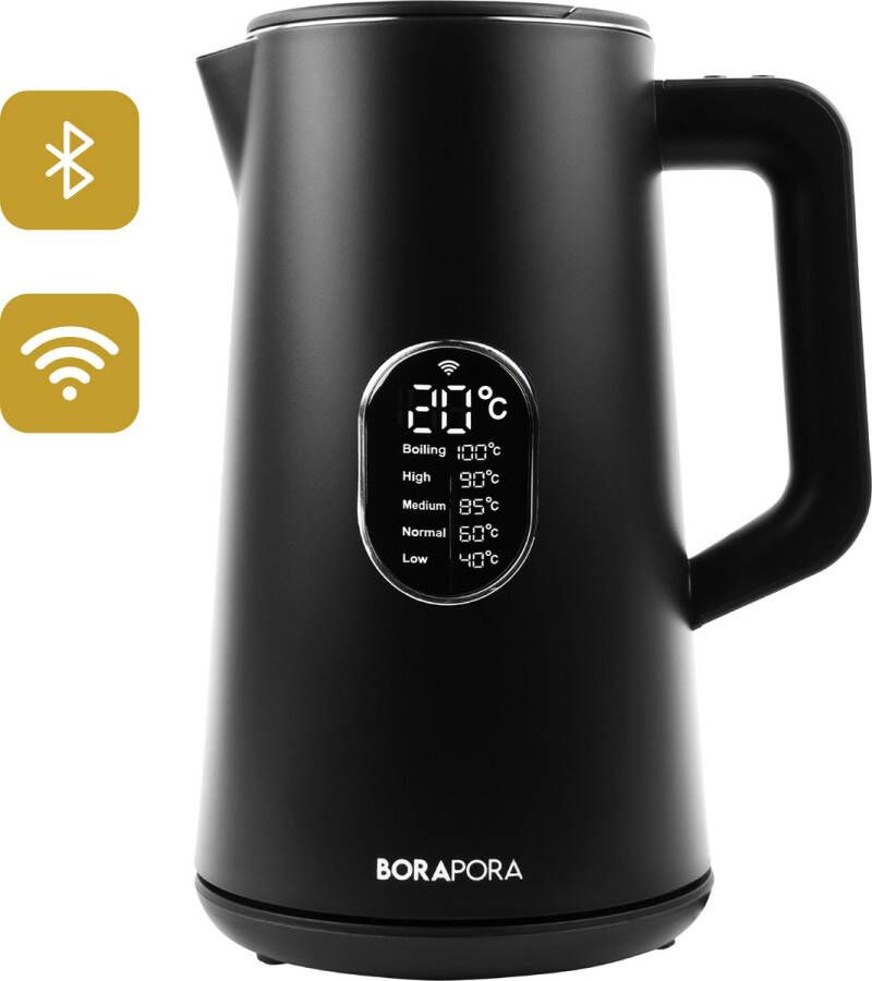 BoraPora Smart Waterkoker Met Temperatuurregeling Waterkoker Zwart 1.5L Warmhoudfunctie Waterkokers