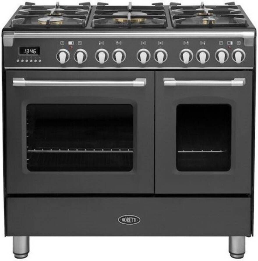 Boretti CFBG902AN3 Gasfornuis 90cm 5 branders incl. Dual Fuel Dubbele oven 70+45L AN