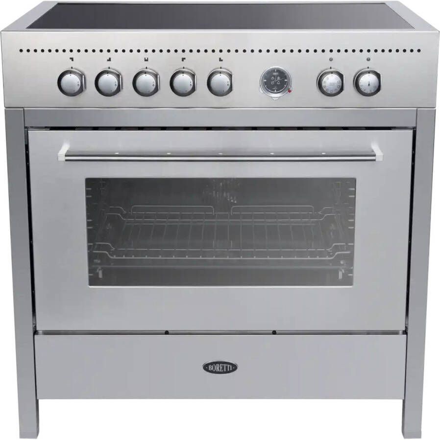 Boretti CRI915IX Inductiefornuis 90cm 5 zones + Flex Enkele oven 89L IX