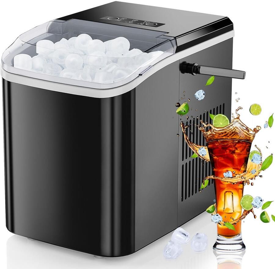 Borlingmbh IJsblokjesmachine met Handgreep – 9 IJsblokjes in 6 Min Zelfreinigend 2 Formaten Stil & Draagbaar