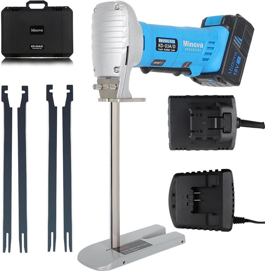 Borstelloze schuimrubberen snijder 8-kit AC+DC snijden van alle dichtheden van schuimrubber bekleding schuimkussen en flexibel plastic schuim zwaar snijgereedschap