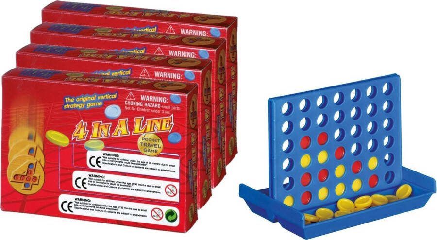 Borvat 4‑in‑1 Reisspel “4 Op Een Rijtje” – Compact Denkspel 10 3 × 14 3 × 3 cm – Voor Kinderen & Volwassenen