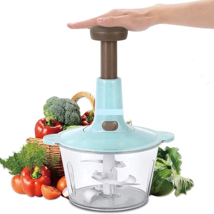 Borvat Soroh Groentehakker Handmatig Multifunctioneel Hakmolen Groentesnijder Met Eiren Mixer Groen 1.5L Mandoline Groente Hakker Groente Snijder Uienhakker Spiraalsnijder
