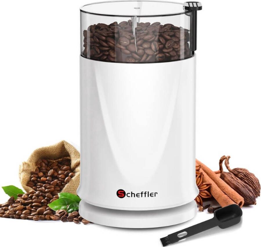 Borvat Koffiemolen Elektrisch 200W – Roestvrijstalen Kruidenmolen – Stil & Compact Ontwerp – Voor Koffiebonen en Specerijen (50g)