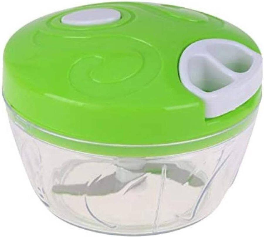 Borvat Groentesnijder met Trekkoord – Handhakmolen 900ml – RVS Messen – Voor Uien Fruit Noten & Groenten – Grijs Groen