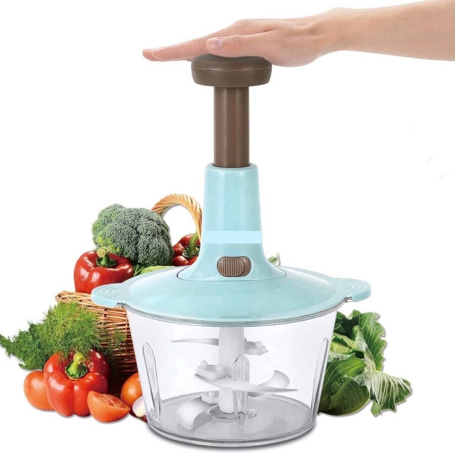 Borvat IBBO Groentehakker Handmatig Multifunctioneel Hakmolen Groentesnijder Met Eiren Mixer Groen 1.5L Mandoline Groente Hakker Groente Snijder Uienhakker Spiraalsnijder