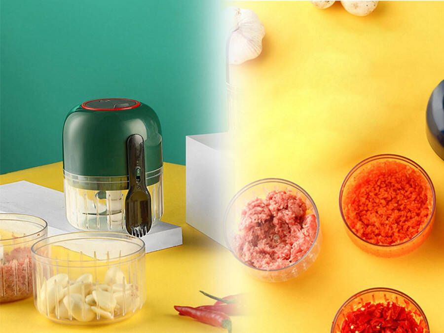 Borvat IBBO Hakmolen voor groenten kruiden of knoflook- Groentesnijder- Mini foodproccesor – Keukenmachine Oplaadbaar – Draadloos Compact – 250ml