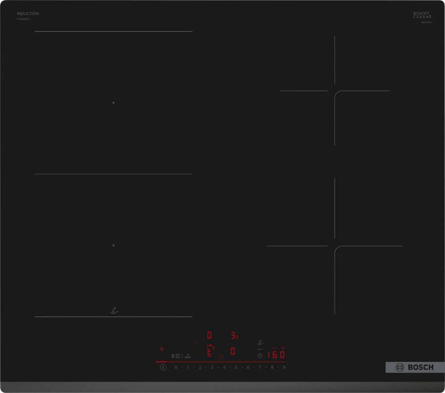 Bosch 60cm inductiekookplaat SER6 PVS63KHC1E Zwart 4-pits Home Connect L592 x D522 mm - Foto 2