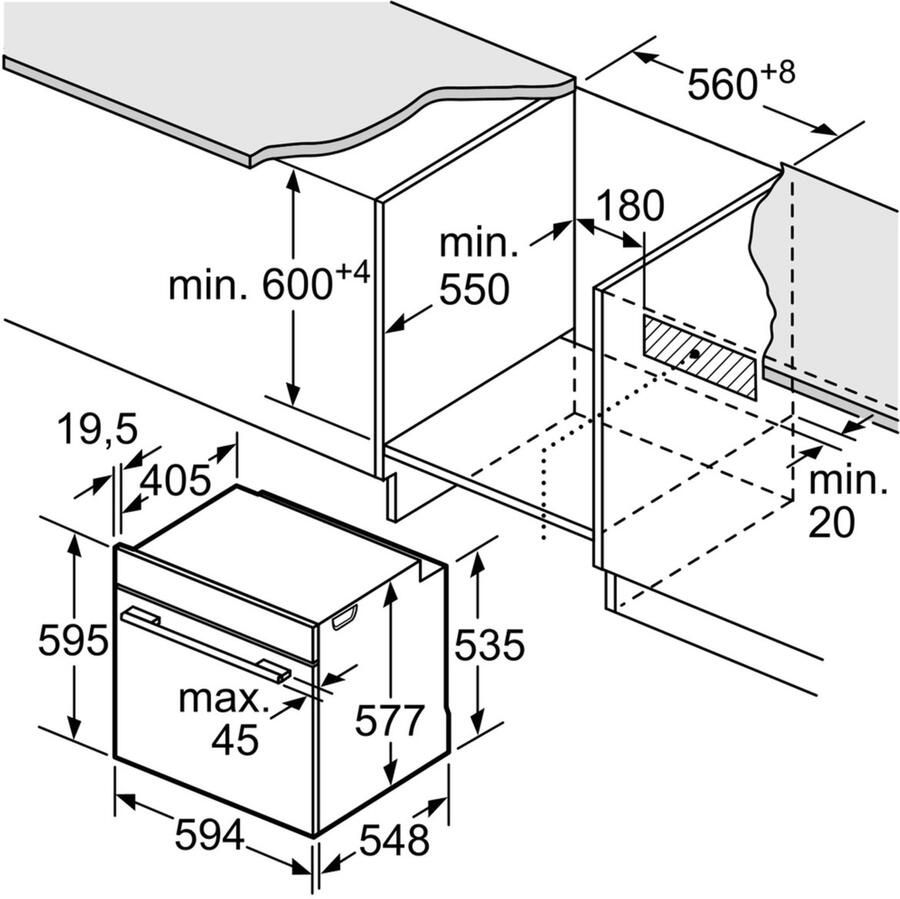 Bosch Serie 8 HBG633NB1 oven 71 l 3600 W A+ Zwart