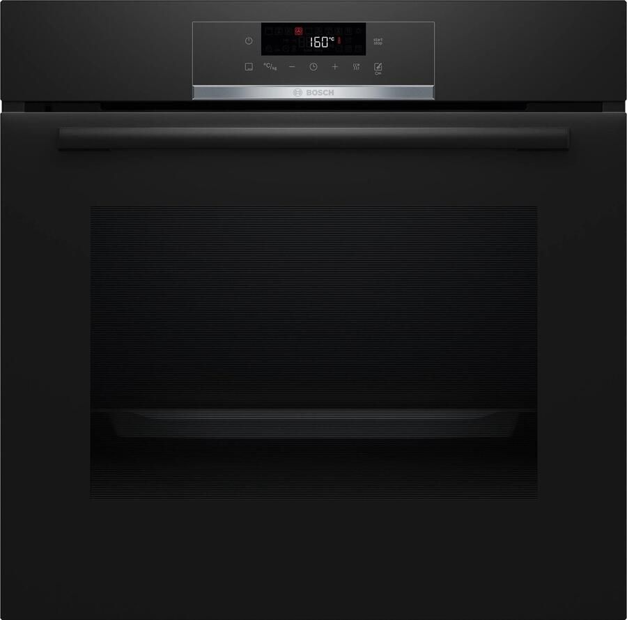 Bosch HQG572BB3F Serie 4 Inbouwoven Energielabel A+ Air Fry-functie: voor perfect en gezonde gefrituurde gerechten Eenvoudig te reinigen met pyrolytische zelfreiniging- Stoomfunctie Zwart