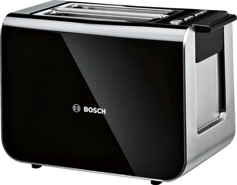 BOSCH Toaster Styline TAT8613N geïntegreerde broodjesopzet liftfunctie Ontdooifunctie automatische uitschakeling broodcentrering roestvrij staal zwart