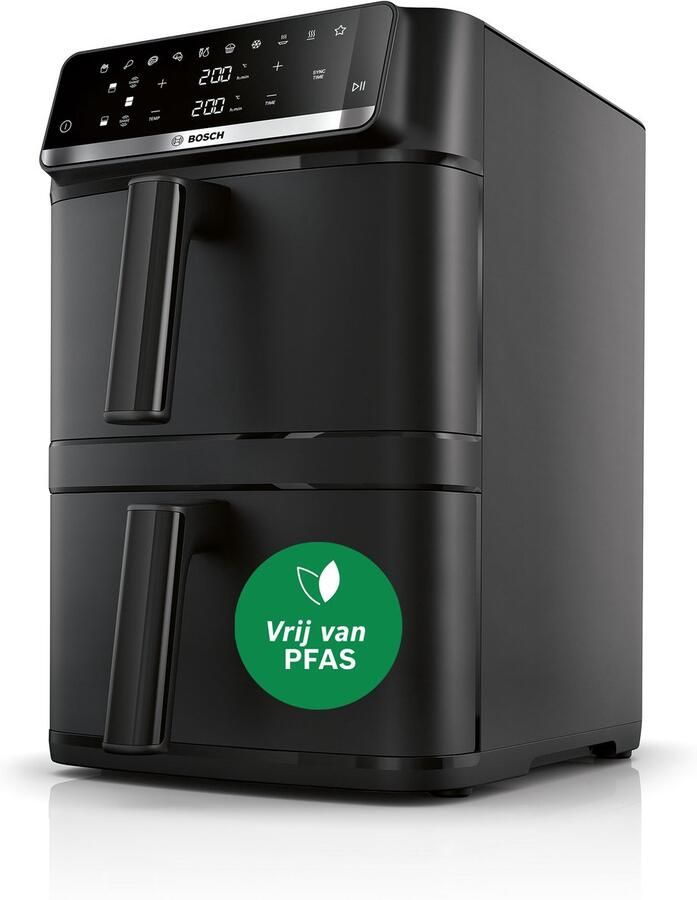 Bosch MAFD661B0 XXL Airfryer Serie 6 12L 2x6L Dubbele mand Tot 8 personen Zwart
