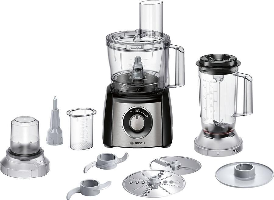 Bosch MCM3531M MultiTalent 3 Keukenmachine 800W Foodprocessor Veiligheidsdeksel Zwart RVS