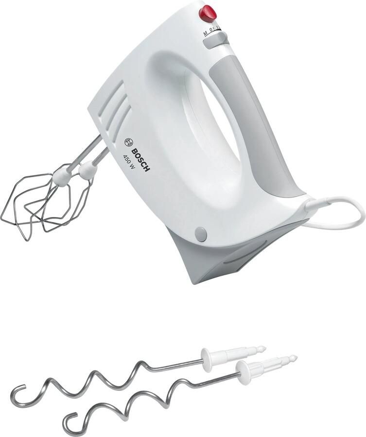 BOSCH Handmixer CleverMixx MFQ3530 roestvrijstalen garde kneedhaken 5 standen wit