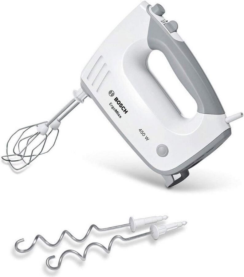 BOSCH Handmixer ErgoMixx MFQ36400 roestvrijstalen garde deeghaak 5 standen wit