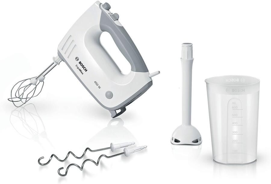 BOSCH Handmixer ErgoMixx MFQ36440 2 roergardes 2 edelstalen deeghaken pureerstaaf beker
