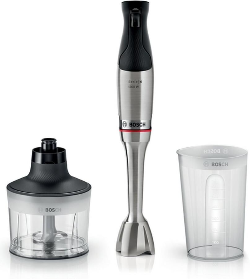 Bosch Serie 6 MSM6M830 ErgoMaster Staafmixer set 1200 W RVS Inclusief maatbeker en hakmolen