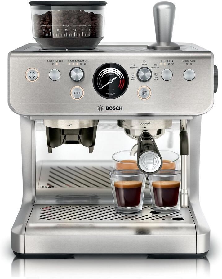 Bosch PFE403B3 Serie 4 Semi Automatic Coffee Maker RVS Pistonmachine met verlichting